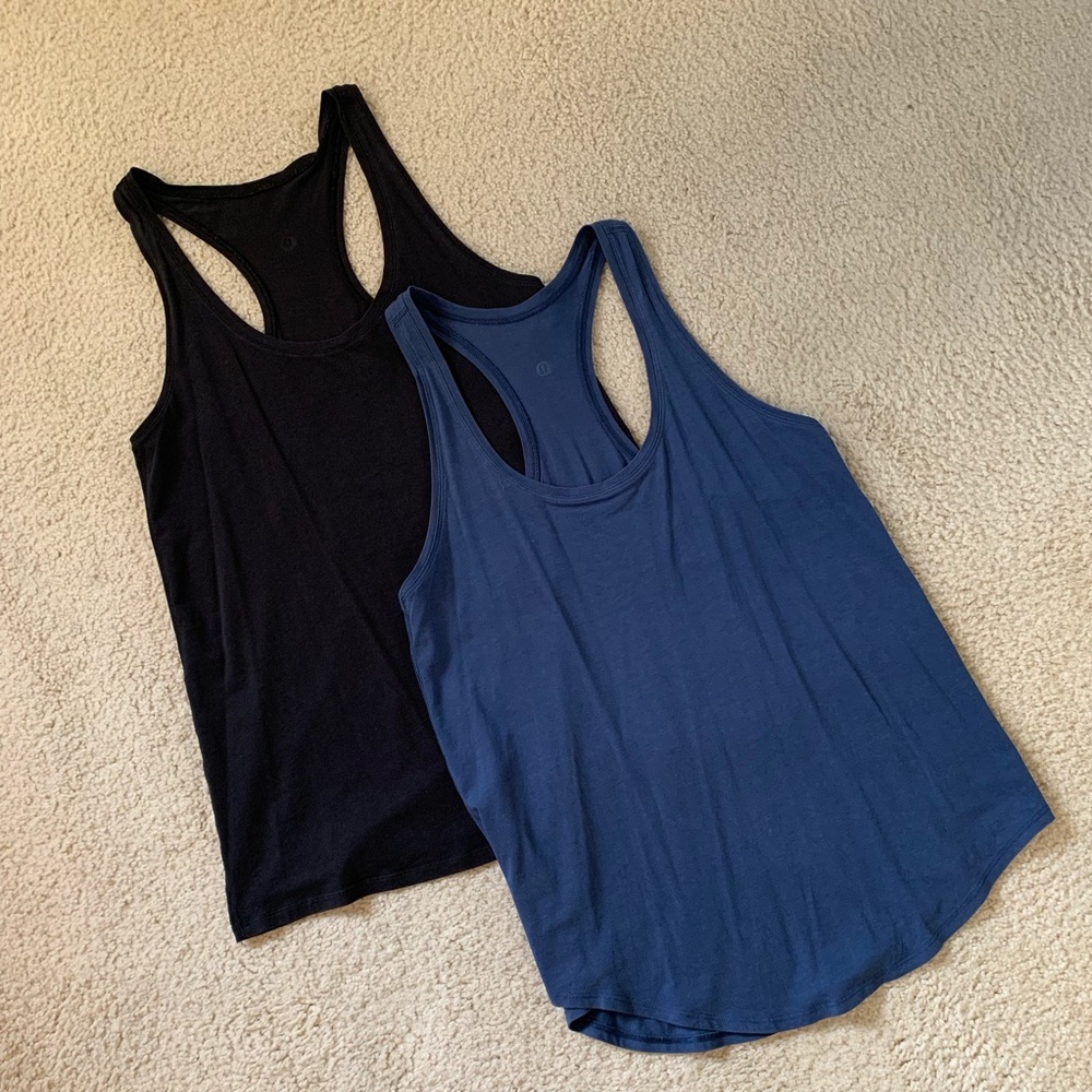 Two Lululemon tanks - black and navy